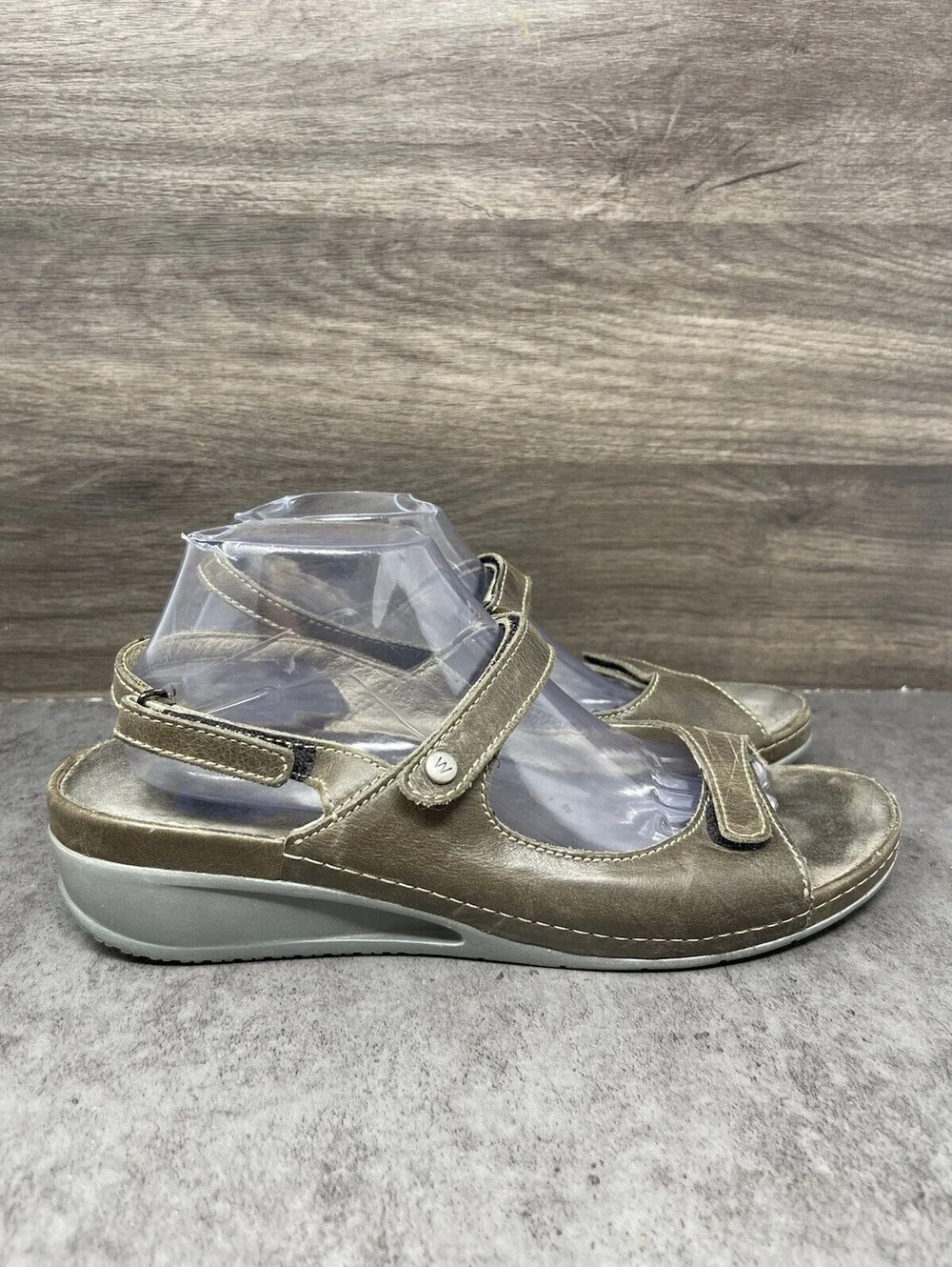 Wolky Tsunami Wedge Sandals Womens Size 12 (43) Inox Leather Strap